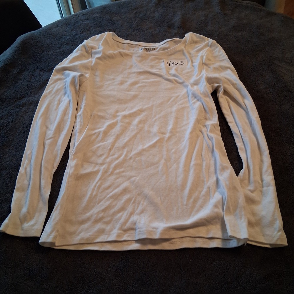 Old Navy Perfect Long Sleeve Tee Womens White Large Soft Cotton Casual Basic